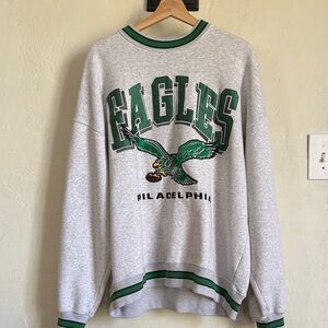 Abercrombie & Fitch Gray and Green Eagles Crewneck Sweater